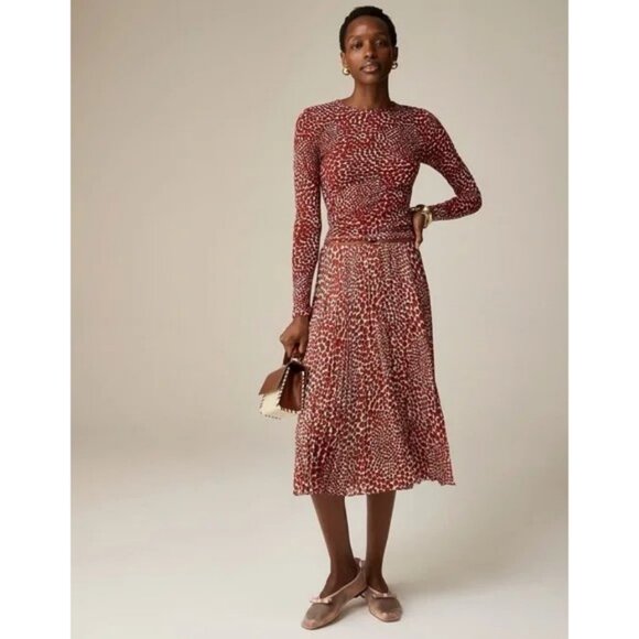 💕J.CREW💕 Gwyneth Pleated Skirt Chiffon ~ Vintage Red Strawberry Print Large - Picture 4 of 16